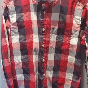 Tommy Hilfiger Red, Navy & White Plaid Button-Down Shirt